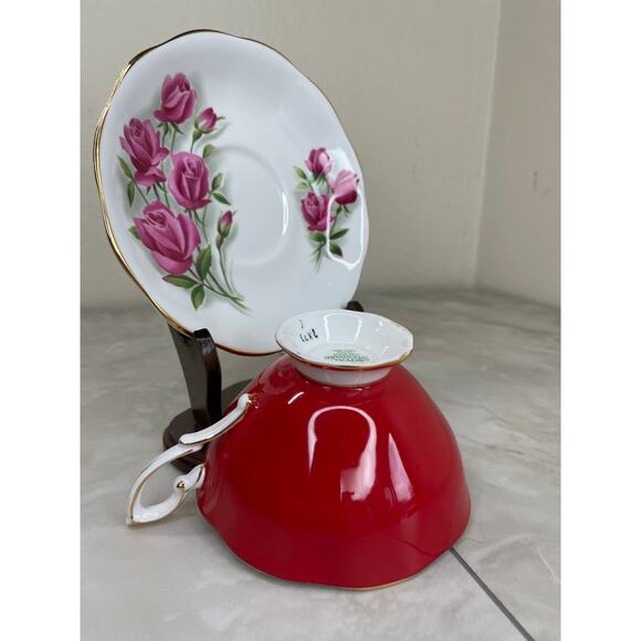 Royal Standard Fashion Tea cup and Saucer Red Pink Floral - Picture 11 of 16